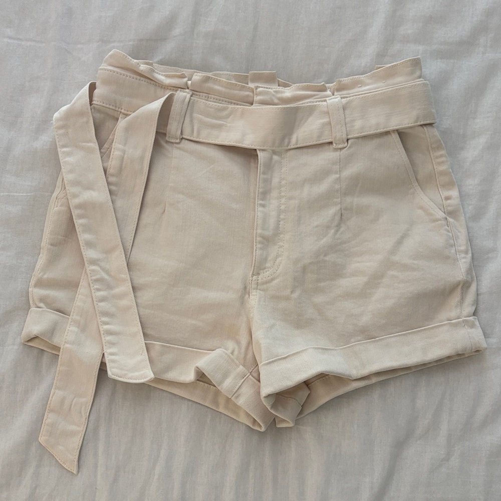 Express High Waist Cream Shorts with Belt